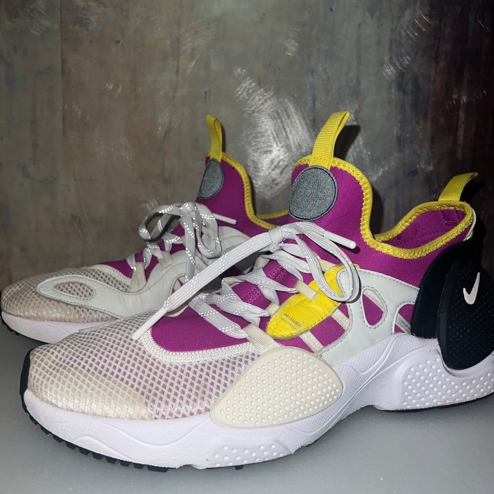 Nike Air Huarache E.D.G.E. TXT Mens 11 Magenta Yellow White EUC AQ0266-402